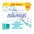 ALWAYS Cotton Protection Serviettes hygiéniques Taille 1 Normal - Lot de 22 serviettes