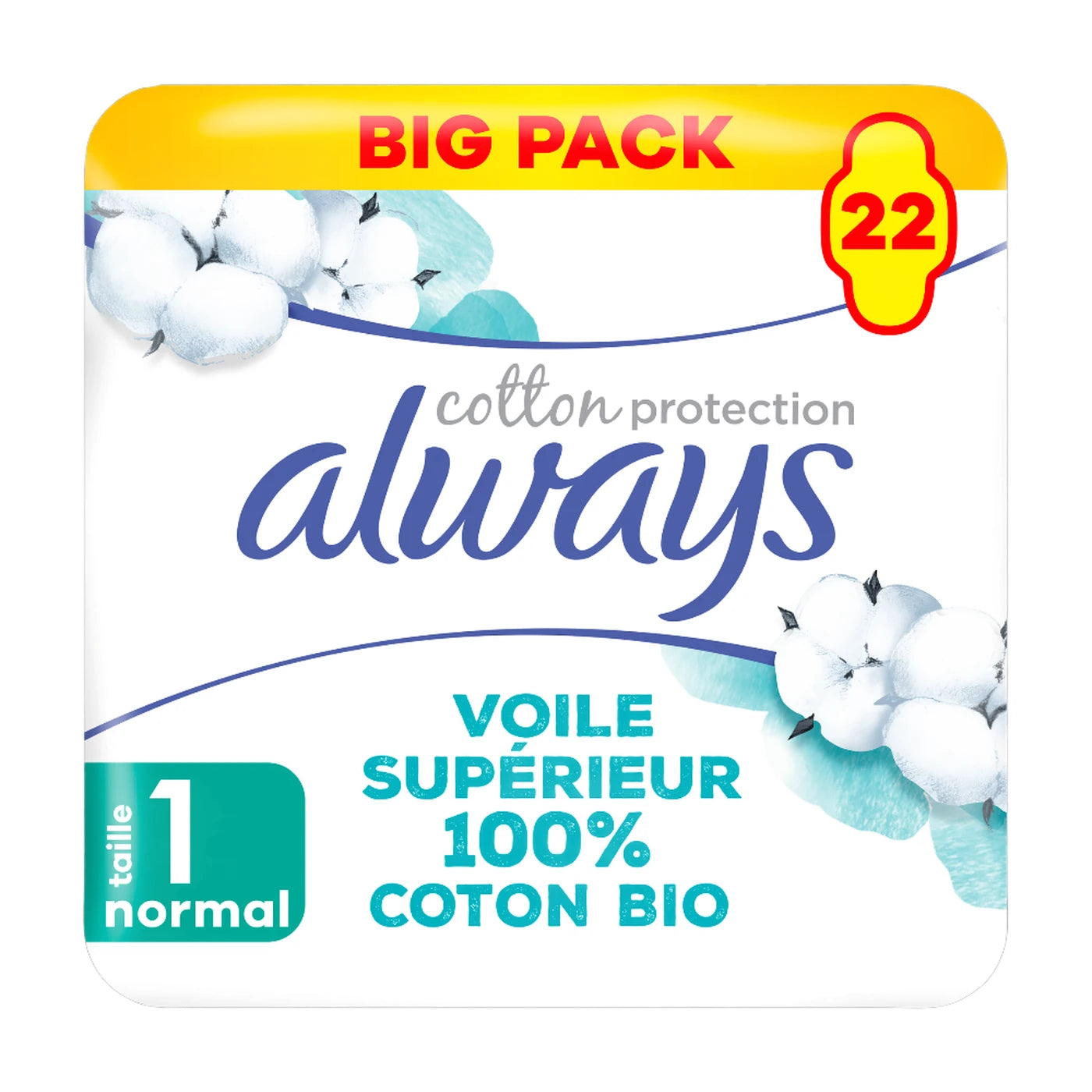 ALWAYS Cotton Protection Serviettes hygiéniques Taille 1 Normal - Lot de 22 serviettes
