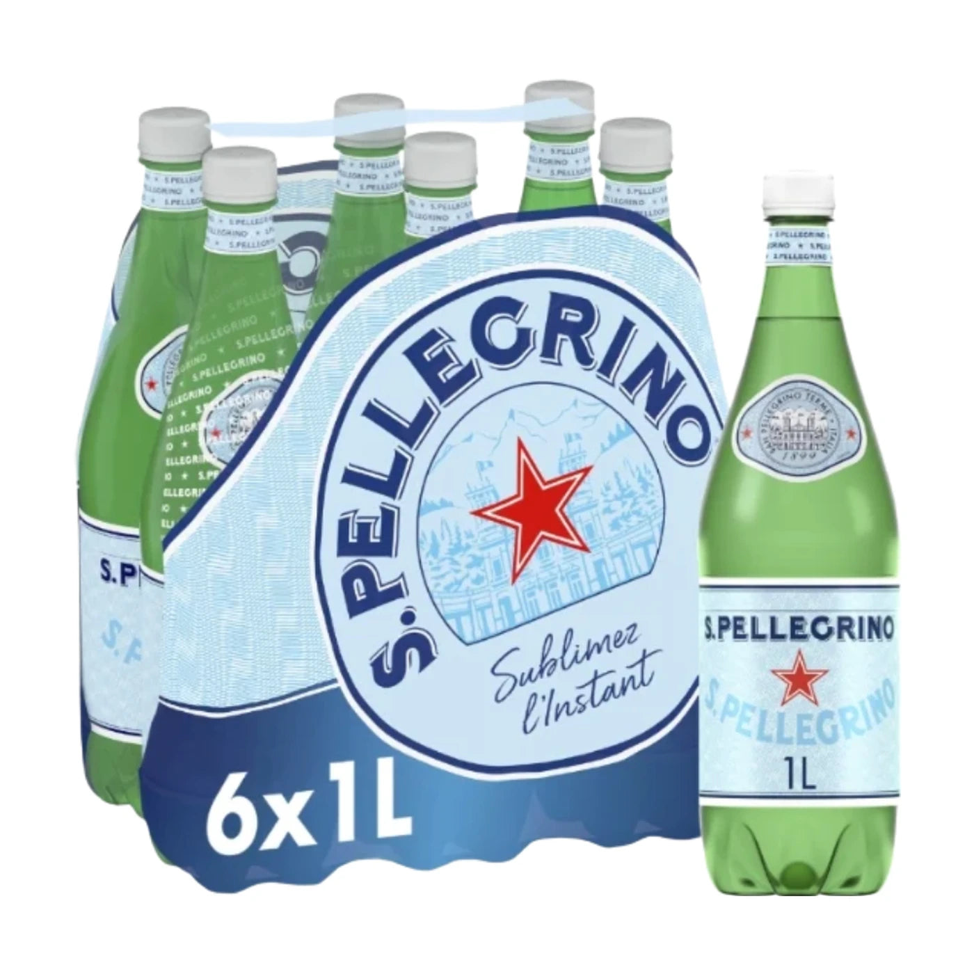 San Pellegrino Eau minérale naturelle gazeuse - 6 x 1 L
